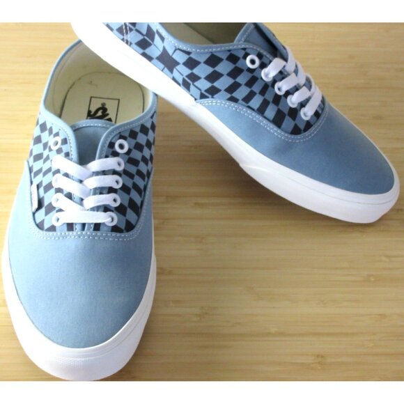 Vans Men's Authentic Warped Checkerboard Blue White Skate Boat shoes Sizes NIB - Picture 4 of 7
